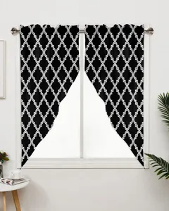 Cortina preta padrão marroquino cortinas para janela do quarto sala de estar cortinas triangulares