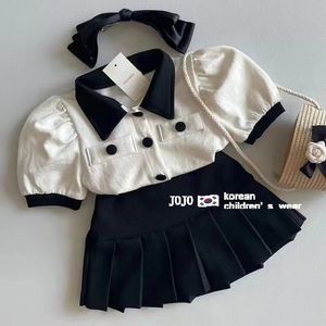 Clothing Sets Summer Little Girls Children Clothing Set Black White Two 2 Piece Set Topsskirts Baby Clothes Kids Birthday Outfits For Girls 230422