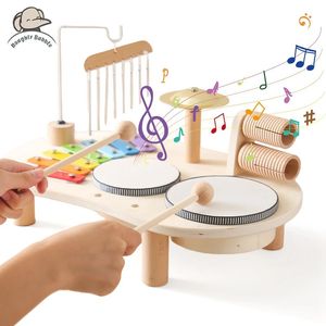 Teclados piano música de madeira brinquedos para bebês crianças multifuncional batendo mesa educação precoce masculino e feminino brinquedo bebê presente 231122
