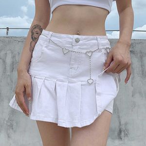 Röcke Punk Y2K Denim Mini Faltenrock Damen Sommer Hohe Taille Jeans Shorts Röcke Frauen Rüschen Mode Koreanisch P230422