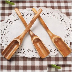 Spoons Wooden Bamboo Tea Spoon Coffee Drinking Tools Cooking Utensil Length 18Cm Scoop Home Kitchen Accessories Drop Delivery Garden Dhdz2