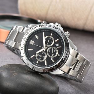 Мужские роскошные дизайнерские дизайнерские календарь Quartz Calendar Tachymeter Watch Mens Auto 6 Hands Hands Rubber Band Watch S2