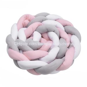 Pillow Baby Crib Bumper Knotted Braided Plush Nursery Cradle Decor Newborn Gift Cushion Junior Bed Sleep 2 Meters Whi Drop Delivery Otg18