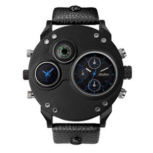 OUS OULM Watch gładki połysk celebrytka jakość modna kwarcowa zegarek kompas męskie zegarki podwójna strefa czasowa duża tarcza męska WRIS265I