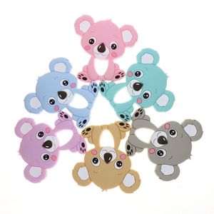 Baby Teethers Toys Wholesale 10pc Koala Silicone Baby Teether Animal Bear Bpa Free born Teething Necklace Pendant Accessories DIY Christmas Gift 230422