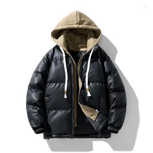 Männer Jacken Winter Mit Kapuze Baumwolle Gefüttert Casual Dwon Mantel Streetwear Einfarbig Lose Dicke Warme Parkas Kleidung