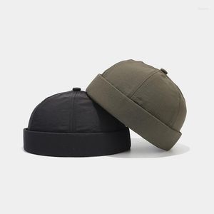 Berets Four Seasons Cotton Solid Docker Cap Brimless Hat Beanie Hats Landlord Sailor Men And Women 102