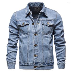 Jaquetas masculinas clássico homens denim jaqueta 2023 high street algodão casual magro botão up outwear masculino vintage azul preto jean coas inverno