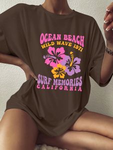 Womens TShirt Ocean Beach Wild Wave 1971 Surf Memories Oversized Summer style Loose Tee Women Trendy Casual 100% cotton Aesthetic Top 230421
