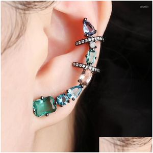 Clip-on skruv ryggar örhängen 2023 Copper Colorf Cubic Zirconia Simple Clip Fashion Jewelry Earring Female Wedding Party Gift Wo Dhcdd