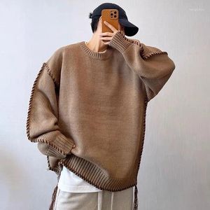 メンズセーターの男性服秋と冬のセーター厚いゆるい手糸コーヒーカラーニット大きなウール汎用性のあるコート