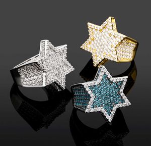 Bandringe Hip Hop CZ Kubikzirkon Geometrischer Fingerring 18 Karat Band Bling Baguette Diamantringe für Frauen Männer Freund Luxus Valentinstag Schmuck Geschenke