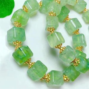 Link Bracelets Natural Prehnite Cube Bracelet String Charms Handmade Fortune Energy Woman Amulet Jewelry Gift 1PCS 5MM