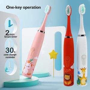 Toothbrush Children's Electric Tooth Brush Sonic Oral Care Kids Ultrasonic Soft Cartoon Teeth Cleaner Ipx6 Waterproof 4 Mode USB 230421
