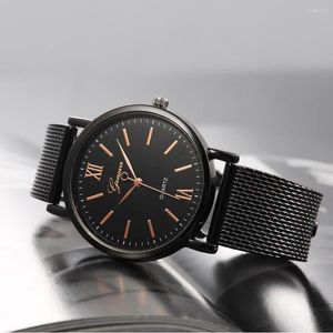 Wristwatches 2023 Wristwatch Mens Stainless Steel Watch Men's Geneva Wrist Watches Casual Rose Gold Analog Quartz For Male Clock