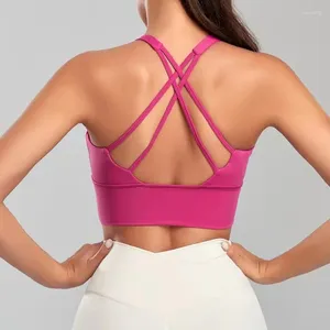 Yoga outfit Lulul Kvinnor Sexig underkläder med bröstkudd Bras Bralette Push Up Bra Sporte Female Underwear Solid Color Gym Tops