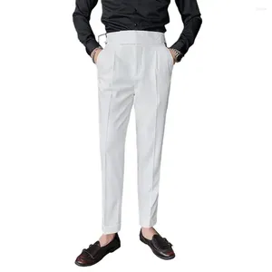 Abiti da uomo Pantaloni da uomo Pantaloni classici da ufficio Vestibilità slim a vita alta Tasche vintage Stile business formale per un look sofisticato