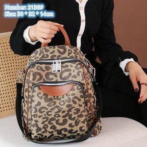 wholesale ladies shoulder bags simple atmospheric brown leather bag waterproof and wear-resistant contrast fashion handbag street leopard print backpac 2136#