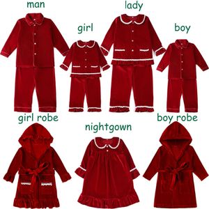 Bekleidungssets Winter-Baby-Weihnachtspyjamas Familien-Pyjama-Set für Damen Mädchen Jungen Herren-Pyjamas Red Navy Velvet Lounge Wear 231122