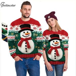 Herrenpullover Ugly Christmas Übergroßes Sweatshirt Unisex Reißverschluss Schneemann Muster Tracking Kleid Herren Rundhalsausschnitt Paar Straßenkleidung Herbst Herrenbekleidung 231121