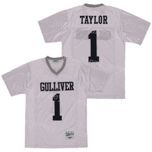 Football High School Gulliver Preparatory Jersey 1 Sean Taylor College Breathable Team White Moive Pure Cotton Retro Pullover Embroidery For Sport Fans Vintage