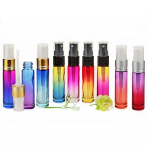 Färggradient 10 ml Fin dimpumpsprutglasflaskor designade för parfymer av eteriska oljor rengöring av aromaterapiflaskor SBXOT
