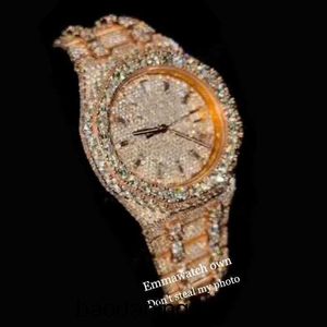 Vvs Ap Moissanite 2023 Tipo de relógio Iced Out Relógios de pulso de melhor qualidade Eta Luxury Watches Rose Gold Case Pass Test Automatic Iced Out Shiny Watch