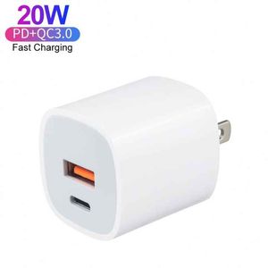 Mini 20W Charger Dual Ports USB-C Power Adapter PD+QC3.0 USB Type C Wall Charger