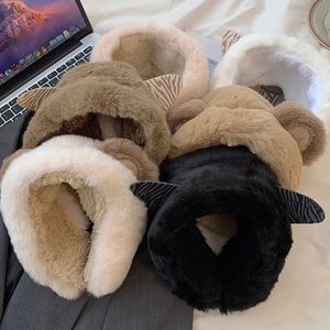 Ear Muffs Womens lovely Cats ears Steamed catear shaped bread warm plush earmuffs in winter Girls fluffy cat paws headband cartoon 231122