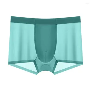 Underbyxor Summer Men's Ice Silk Boxer Shorts underkläder Male sömlös ultratunn Homme snabba torra trosor sexiga elastiska undies