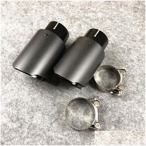 Muffler 2 Pieces Fl Black Stainless Steel Akrapovic Exhaust Tips Car Er Styling Drop Delivery Mobiles Motorcycles Parts System Dho68