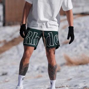 Roupas de grife Rhude Laif Shorts de malha masculino feminino novo 2023 verão praia capri versátil calça de basquete marca tendência casais corredores roupas esportivas