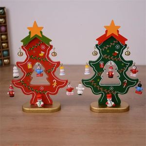Decorazioni natalizie Ornamenti per l'albero di Natale Fai da te in legno 3D Scena dell'albero di Natale Layout Bambini fatti a mano Appesi Decorazioni natalizie per la casa 231121