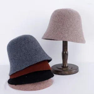 Berets wełna kobieta rybak kapelusz zimowe czapki dla kobiet moda ciepły dzwonek kształt kopuły kubełko czapki koreańskie w stylu jesienna żeńska czapka gorras