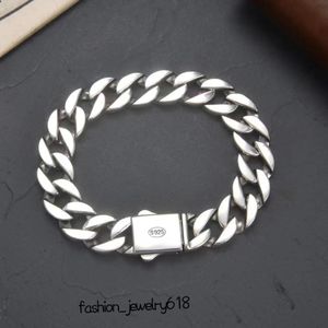 925 Sterling Silber Armband mit glattem Gesicht, grobe Herren-Panzerkette, kubanische Kette, modischer einfacher Schmuck, Hip-Hop-Designer-Armband, Karabinerhaken, 18 cm, 20 cm, S925-Silber