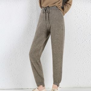 Women's Pants Capris Autumn Women's Cashmere Fashion All-match Harem Pants Core Yarn Knitted Loose Leggings Corset Wool Pants 230422