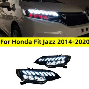 Car Modified Front Light For Honda FIT JAZZ 2014-20 20 Headlights Assembly LED Lens DRL Red Evil Eye Hid Bi Xenon Lights