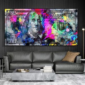 Dollari americani Graffiti Art Canvas Painting Modern Popular Burning Money Wall Art Poster e stampa immagine per la decorazione della parete di casa317g
