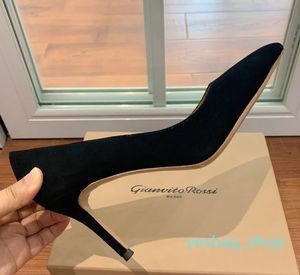 Gianvito Rossi Dresspumps Shoes 100％本物のレザー女性ポンプスエードポイントツーハイヒールポンプハイヒールスティレットポンプデザイナーラグジュアリーダーマル