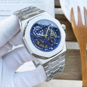 Męski projektant designer luksusowy automatyczny ruch przezroczysty ruch zegarków Watch Watch Watch Wysokość rozmiaru 42 mm 904L Pasku ze stali nierdzewnej Sapphire Orologio. OGLĄDAĆ