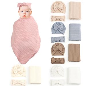 Filtar född sovsäck hatt set baby mjuk varm swaddle filt wrap justerbar för pojkflickor