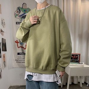 Felpe con cappuccio da uomo Harajuku Felpe da uomo 2023 Autunno Moda Tinta unita O Collo Pullover oversize Coreano Hip Hop Manica lunga Basic Yy071