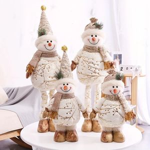 Christmas Decorations 1-piece telescopic bracket plush snowman Christmas doll Christmas tree decoration pointed hat Year gift home decoration 231121