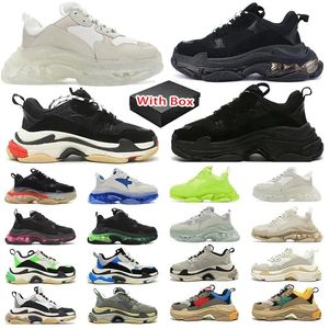 With box Triple s sneakers men women designer casual shoes platform clear soleluxury black white grey red pink blue Royal Neon Green men trainers Tennis