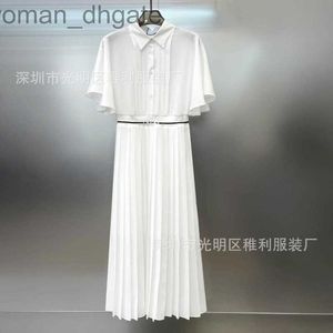 Casual Dresses Designer Miu Shirt Dress French Nisch Design Sense Celebrity Temperament Chiffon Pleated Kirt Rnvd