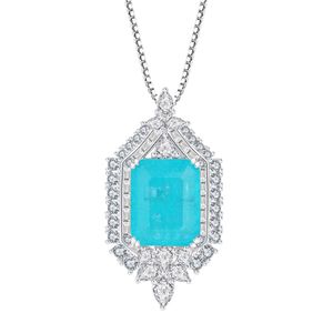 EYIKA Sterling Sier Emerald Paraiba Tormalina creata fusione di pietre preziose di cristallo collana con ciondolo gioielleria raffinata
