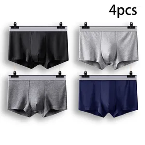 Mutande 4 pezzi Intimo da uomo Traspirante Boxer da uomo sexy Grigio Comodo solido Boxer taglie forti L-5XL