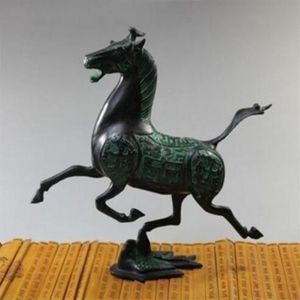 Znakomity stara chińska brązowa posąg koń Horse Fly Figures Sallow Dekoracja medycyny 100% Brass Bronze265z