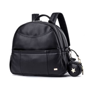 Borse per pannolini Moda PU Zaino per pannolini nero per bambino Tasche impermeabili di grande capacità Borsa per pannolini per borsa da viaggio per mamma 230421