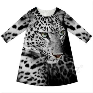 Vestidos de menina meninas de meninas vestido de outono da primavera de leopardo animais de leopardo impressão figurino para roupas legais para crianças princesas 2-10y